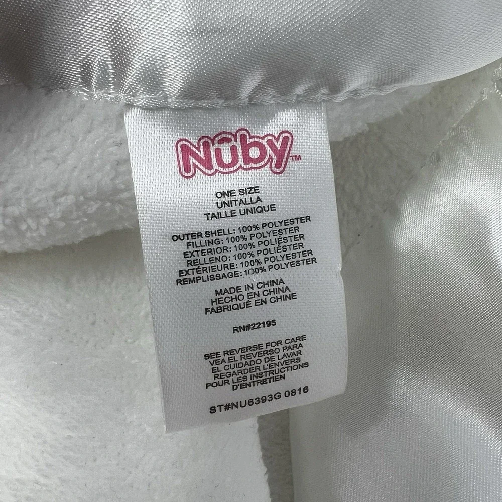 Nuby Security Blanket OS White Dog Plush Satin Trim Puppy Lovey